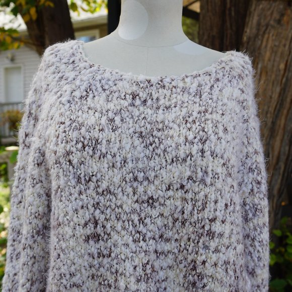 Fuzzy Cream and Brown Sweater - Picture 4 of 4